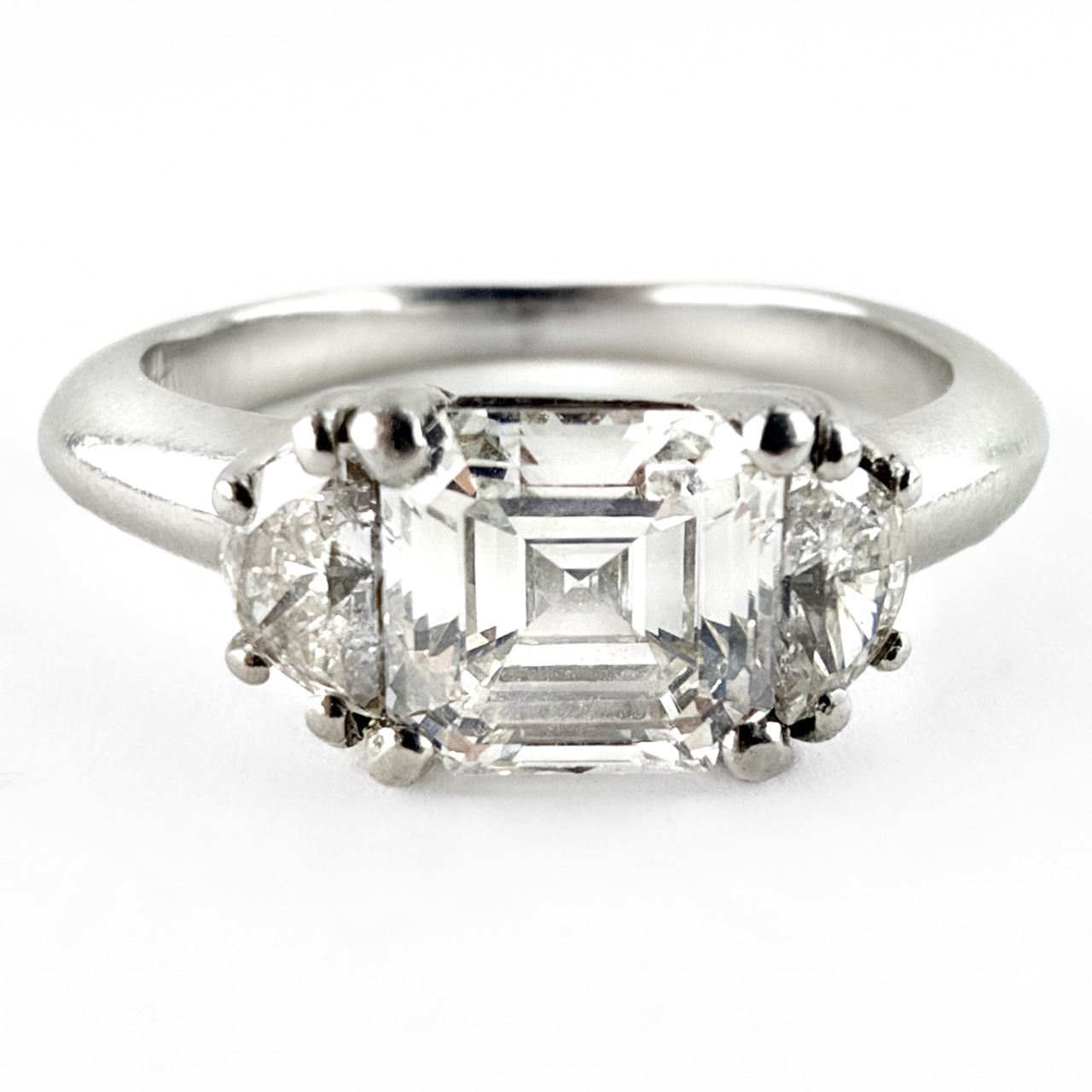 Millennium 1.34ct Three-Stone Diamond Ring by HIRSH platinum front view