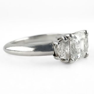 Millennium 1.34ct Three-Stone Diamond Ring by HIRSH platinum side view