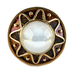 1970s Moonstone Statement Ring 14ct gold front view