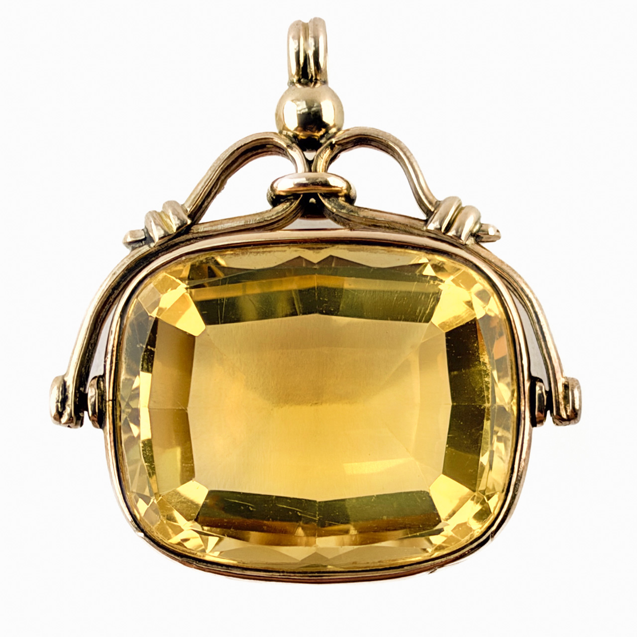 Edwardian Citrine Spinning Fob Pendant 9ct gold