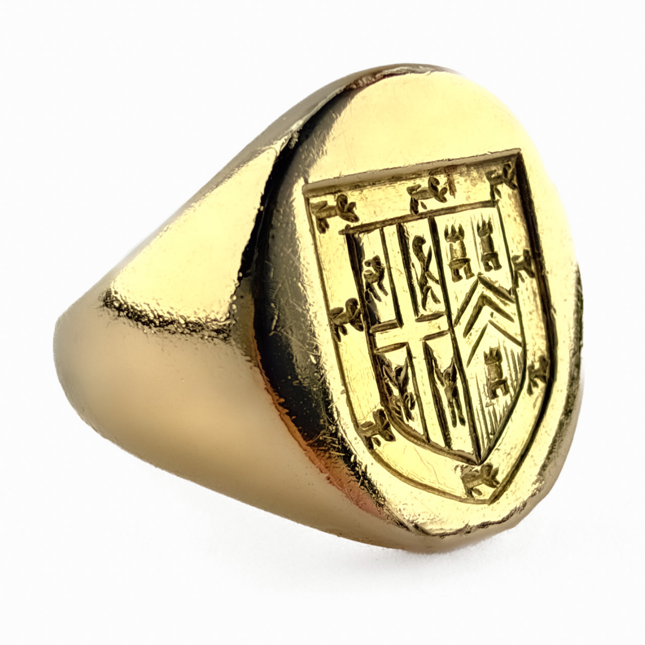 18ct gold Victorian Heraldic Crest Intaglio Signet Ring front view