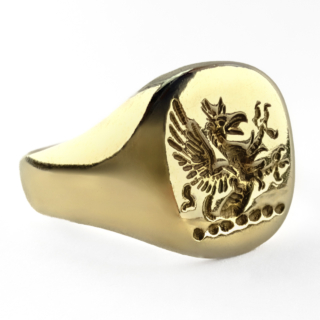 Vintage Gryphon Intaglio Signet Ring 9ct gold side view