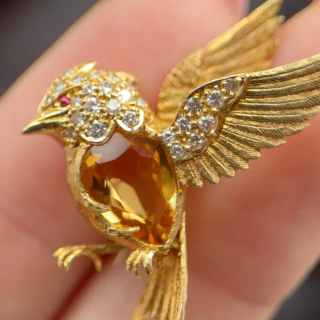 E. Wolfe & Co. Hummingbird Citrine & Dia broo