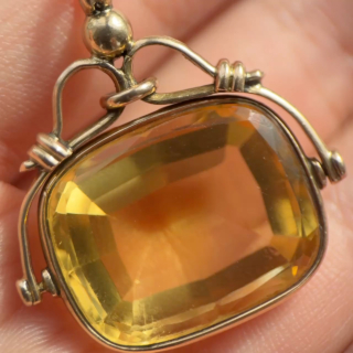 Edwardian Citrine Spinning Fob Pendant