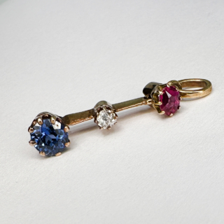21-02-23-Edwardian-15ct-Yellow-Gold-3stone-Drop-Pendant-Diamond-Ruby-Sapphire-Claw-Set-Side1