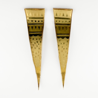1980's-Abstract-Gold-Tapered-Drop-Earrings-Front-View1
