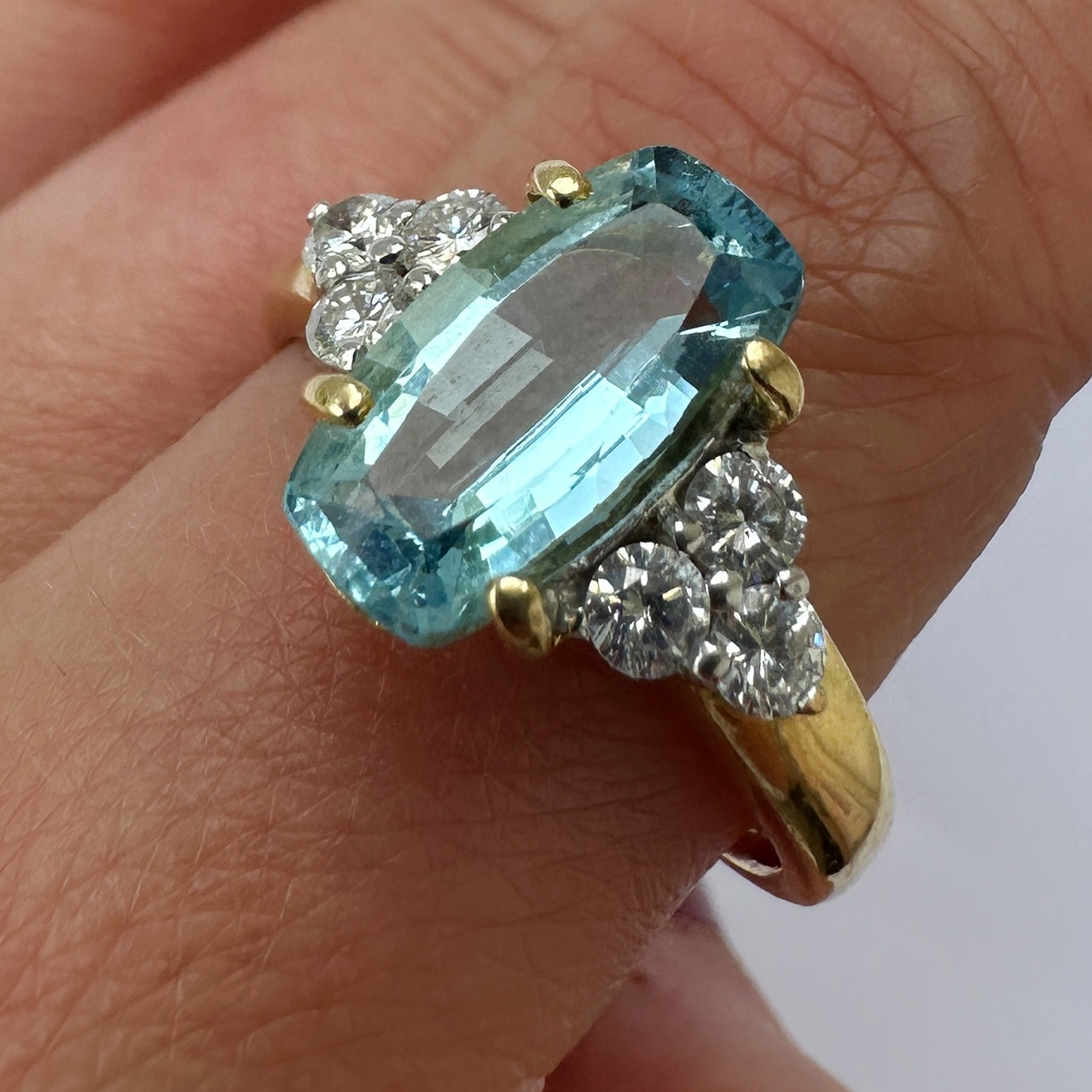 Vintage Aquamarine Ring Diamond Shoulder Ring Saddingtons Antique — free download