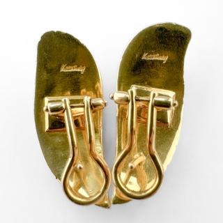 Hallmarks On Kutchinsky Yellow Gold Textured Earrings 18ct Gold
