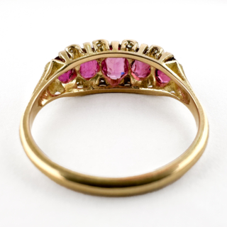 Edwardian 5 Stone Burma Ruby Ring view from back