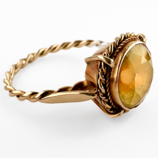 Edwardian Citrine Solitaire Ring view from side