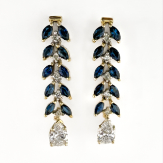Vintage-Sapphire-Diamond-Foliate-Drop-Earrings-Front-View1