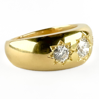 Side View 1.03ct Three Stone Diamond Gypsy Ring 18ct gold
