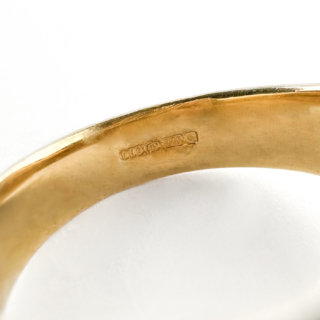 Hallmarks Inside of Lion Rampant Intaglio Signet Ring 9ct gold