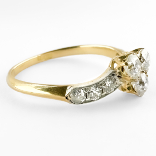 Victorian Diamond Trefoil Ring 18ct gold side view