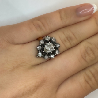 Antique-Rose-Cut-Diamond-Cluster-Ring-Body-View1