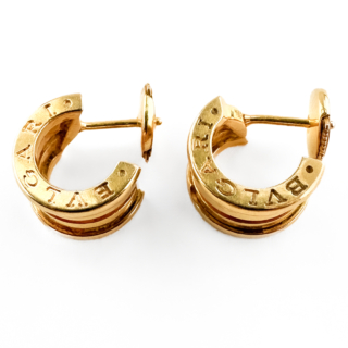Vintage Bvlgari B.zero1 Yellow Gold Hoop Earrings 18ct gold bvlagri logo sides