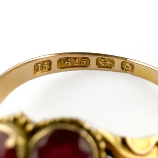hallmarks inside 1865 Regard Cluster Ring 15ct gold