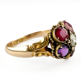 1865 Regard Cluster Ring 15ct gold view of side