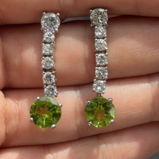 Peridot-Diamond-Drop-Earrings