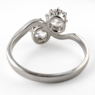 Edwardian 2 Stone Diamond Crossover Ring view of back