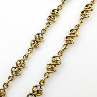 French Art Nouveau Multi-Gem Necklace 18ct gold chain shot