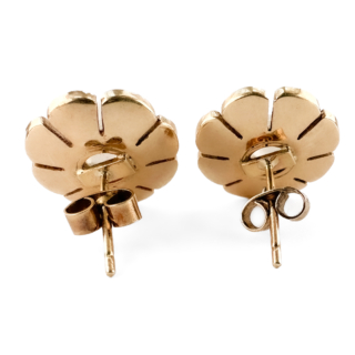 Suffragette Flower Cluster Stud Earrings 9ct gold back view