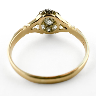 Victorian Diamond Daisy Cluster Ring 18ct gold back view