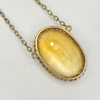 29-09-23-9ct-Yellow-Gold-Antique-Golden-Citrine-Faceted-Pendant-Front-View1