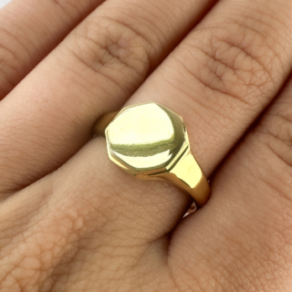 1923 Octagonal Signet Ring 18ct gold on hand