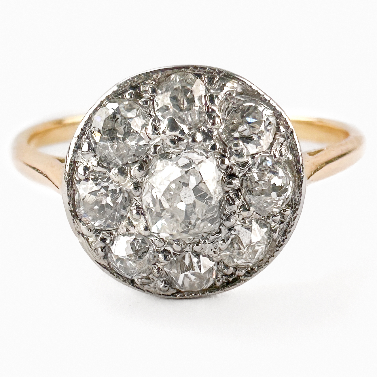 front view of Edwardian Diamond Daisy Cluster Ring