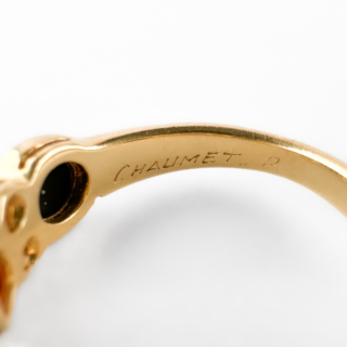 hallmarks on Chaumet Coral, Onyx & Diamond Ring 18ct gold