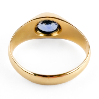Ceylon Sapphire Solitaire Gypsy Ring 18ct gold back view