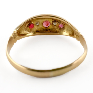 1921 Ruby & Diamond Boat Ring 18ct gold back view