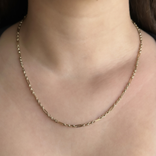 Fancy Bar & Twist Link Necklace 9ct gold on neck