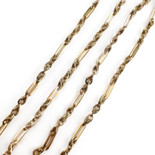 detailed view of Fancy Bar & Twist Link Necklace 9ct gold