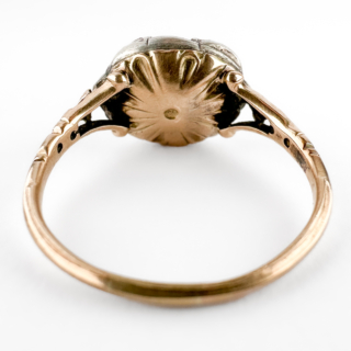back view of Georgian Rose Cut Diamond Cluster Ring 15ct gold