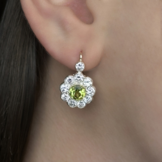 Peridot-Diamond-Cluster-Earrings-Body-View1