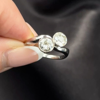 Antique 2 Stone Crossover Diamond Ring