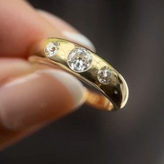 Antique 3 Stone Diamond Gypsy Ring