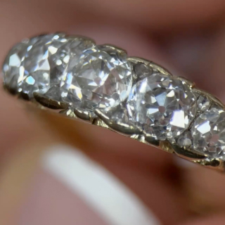 Antique 5 Stone Old Cut Diamond Ring