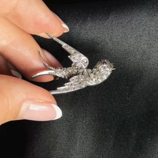 Antique Diamond Swallow Brooch