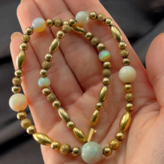 Antique Gold & Opal Beaded Necklace