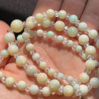 Antique Graduated Opal Beaded Necklace
