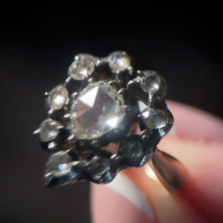 Antique Rose Cut Diamond Cluster Ring