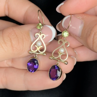 Antique Suffragette Drop Earrings