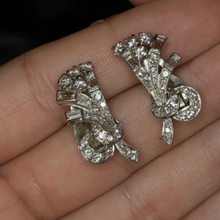 Baguette & Brilliant Cut Diamond Earrings