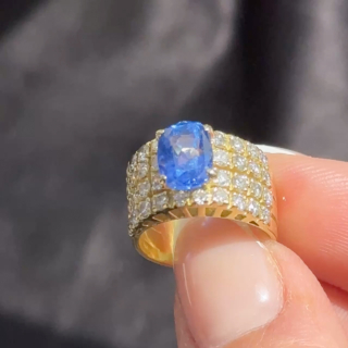 Ceylon Sapphire & Pavé Diamond Cocktail Ring