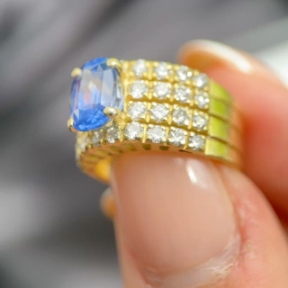 Ceylon Sapphire & Pavé Diamond Cocktail Ring(1)