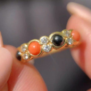 Chaumet Coral, Onyx & Diamond Ring