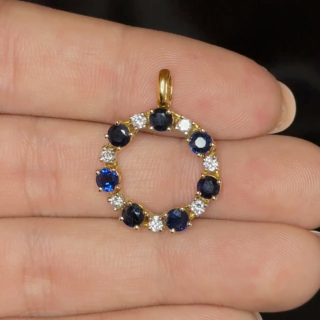 Circular Diamond Sapphire Pendant